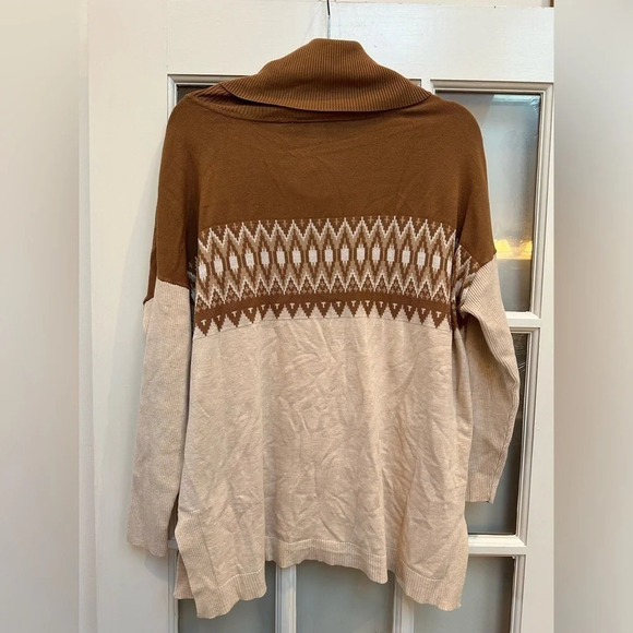 Boston Proper | Fair Isle Sweater Size Small Cowl Neck Rhinestones Size M EUC - Picture 2 of 9